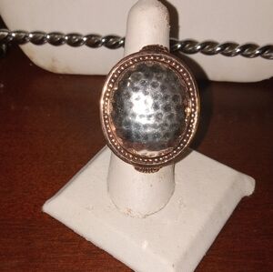 Studio Barse Hammered Silver Ring with Gold Accents